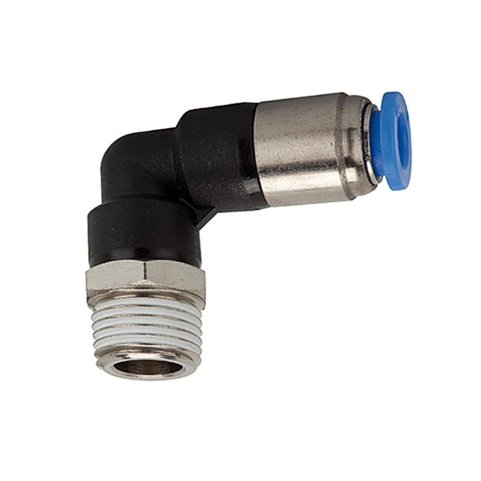 RIEGLER L-Steckverschraubung »Blaue Serie« selbstabsperr., R 1/4 a. Ø10mm