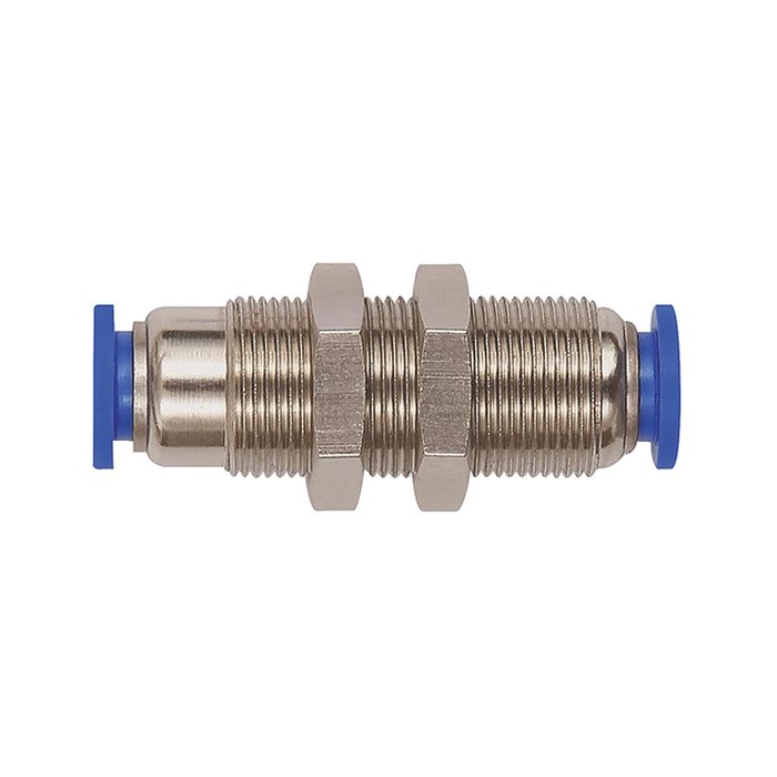 [110212] RIEGLER Straight push-in bulkhead connector »Blue Series«, Self-locking
