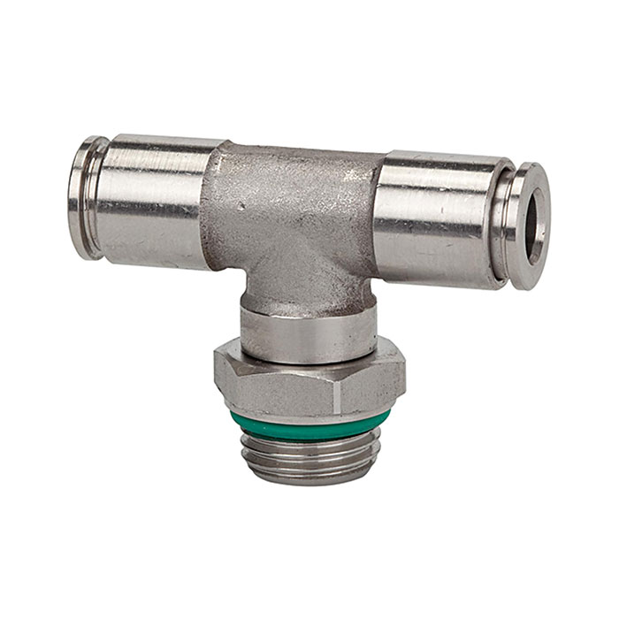 RIEGLER Push-in T-fitting, rotating, G 1/4 o., for hose exterior Ø 10 mm