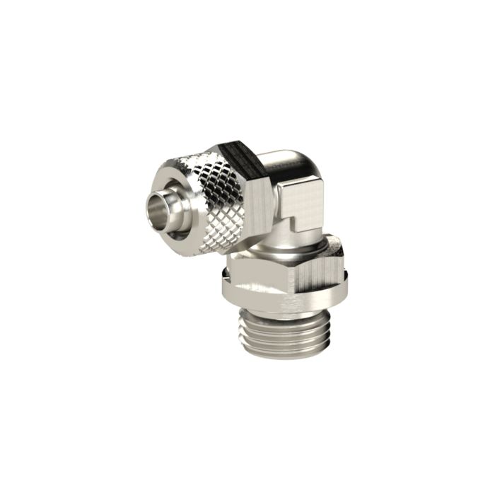 [110548] RIEGLER Angled screw-in fitting, rotating, G 1/4 o., for hose 8/6 mm