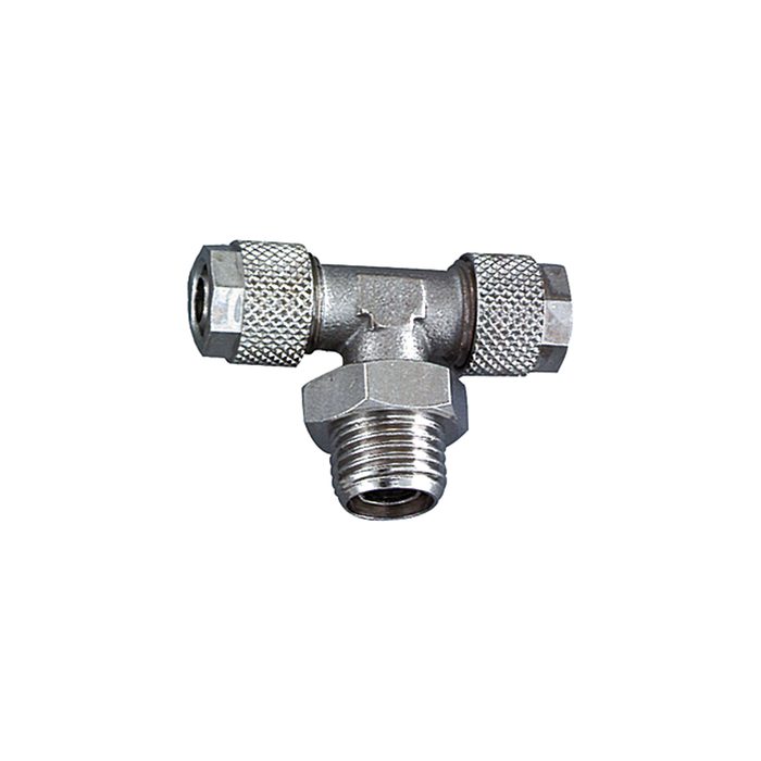 [110602] RIEGLER T screw-in fitting, rotating, G 1/4 o., for hose 8/6 mm