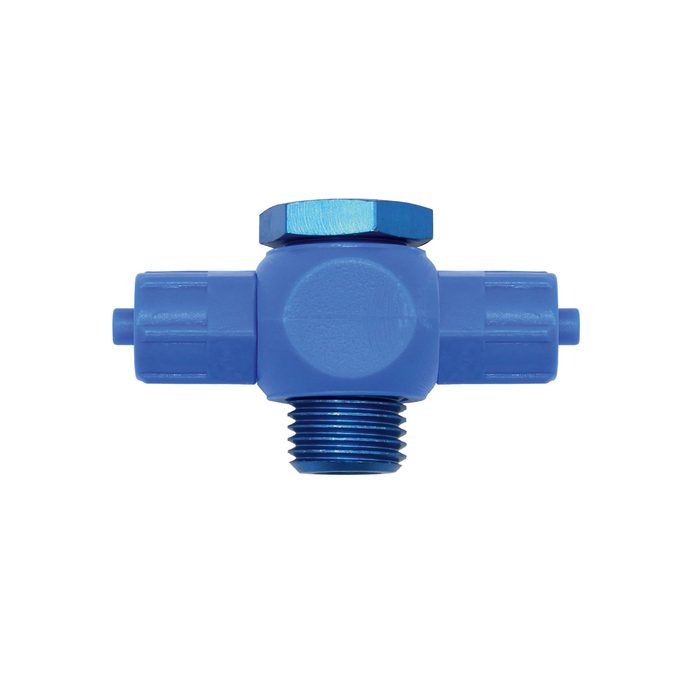 [110740] RIEGLER T-fitting, Hollow screw rotating, G 1/8, for hose 6/4 mm