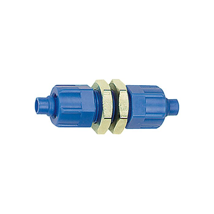 [110750] RIEGLER Bulkhead connector with mounting nuts, M10x1, for hose 6/4, POM