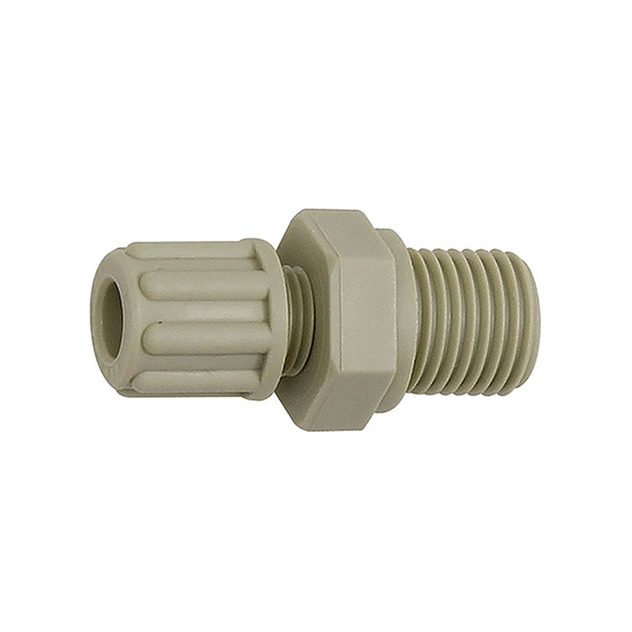[110857] RIEGLER Straight screw-in fitting, G 3/8 o., for hose 6/8 mm, AF 22, PP
