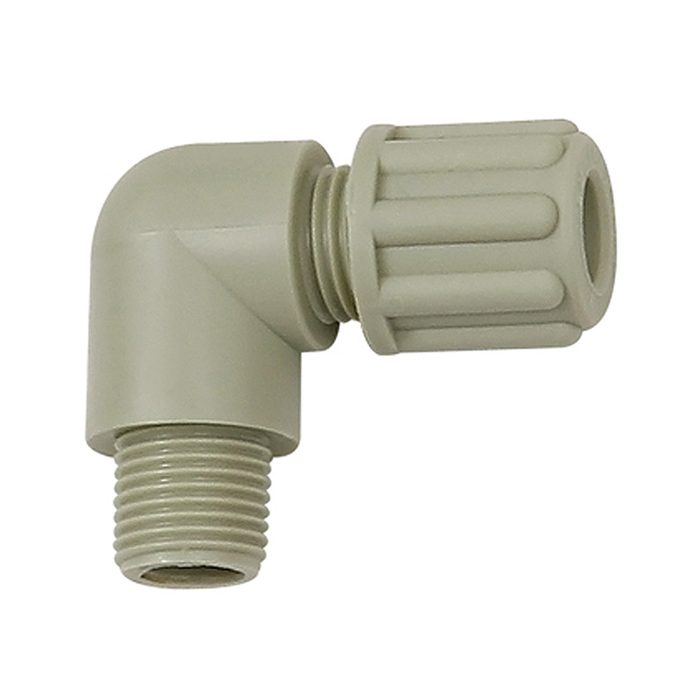 [110868] RIEGLER Angled screw-in fitting, G 1/4 o., for hose 4/6 mm, PP