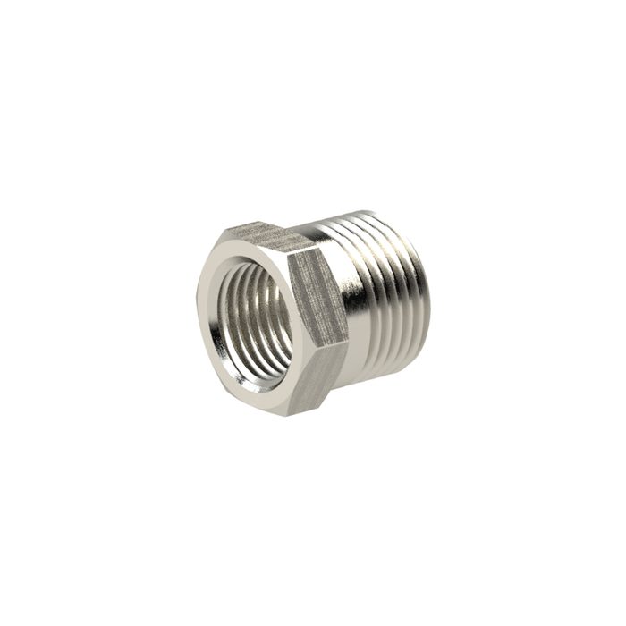 [111342] RIEGLER Reduziernippel, R 3/8 a., G 1/4 i., SW 17, Messing vernickelt