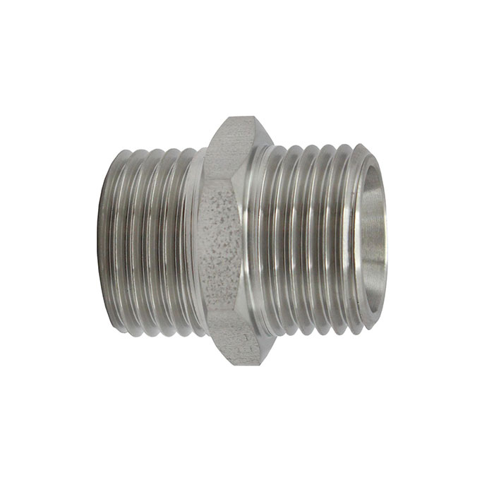 [111680] RIEGLER Double threaded nipple, G 1/4 o., G 3/8 o., Stainless steel