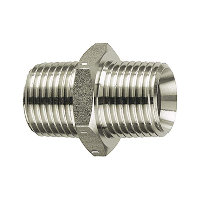 [111694] RIEGLER Double threaded nipple, R 1/4 o., R 1/4 o., Stainless steel