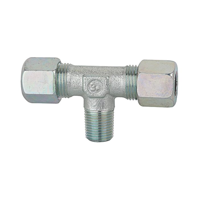 [112186] RIEGLER T screw-in fitting, R 1/8 o., Pipe exterior Ø 8, galvanised steel