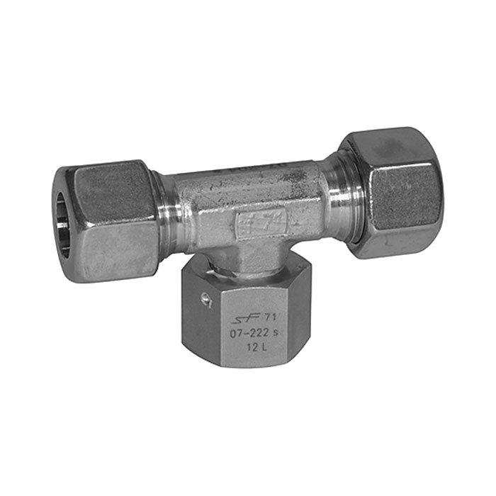 RIEGLER Einstellbare T-Verschraubung, Dichtkegel, M14x1,5 i., ES 1.4571