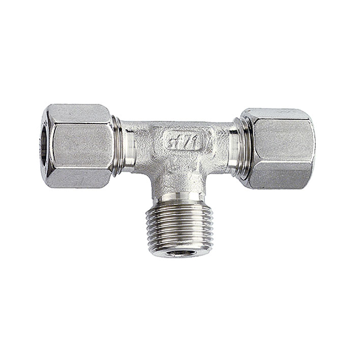 RIEGLER T-Einschraubverschraubung, R 1/4 a., Rohr-Außen-Ø 10, ES 1.4571