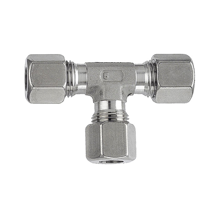RIEGLER T-Verschraubung, Rohr-Außen-Ø 10 mm, Edelstahl 1.4571, 315 bar