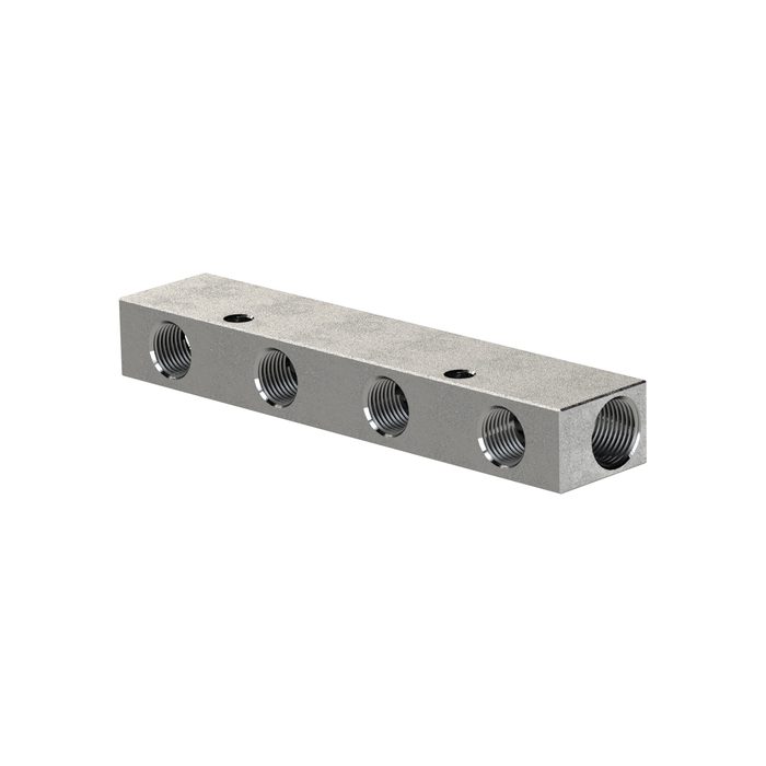 [112525] RIEGLER Distributor strip, Outlets one side, Input 2x1/8, Output 3 x M5