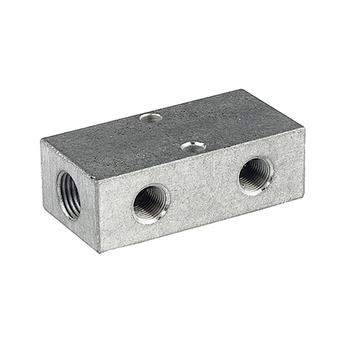 RIEGLER Distributor strip, Outlets both sides, Input 2x1/8, Output 2+2xM5