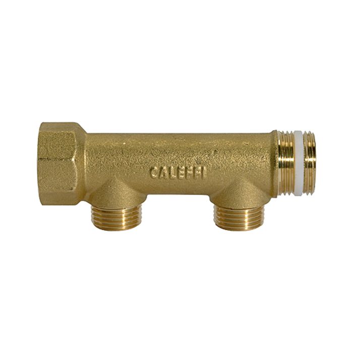 [112562] RIEGLER Distributor pipe, 2 outlets, Input 2x1, Output 2x1/2 ET, Brass