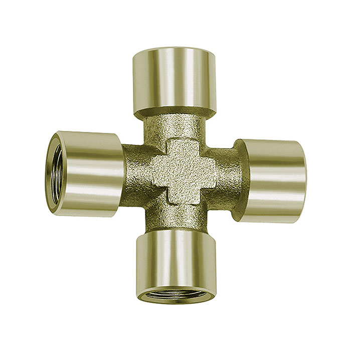 RIEGLER Cross-piece, 4 x interior, G 1/8, AF 10, nickel-plated brass