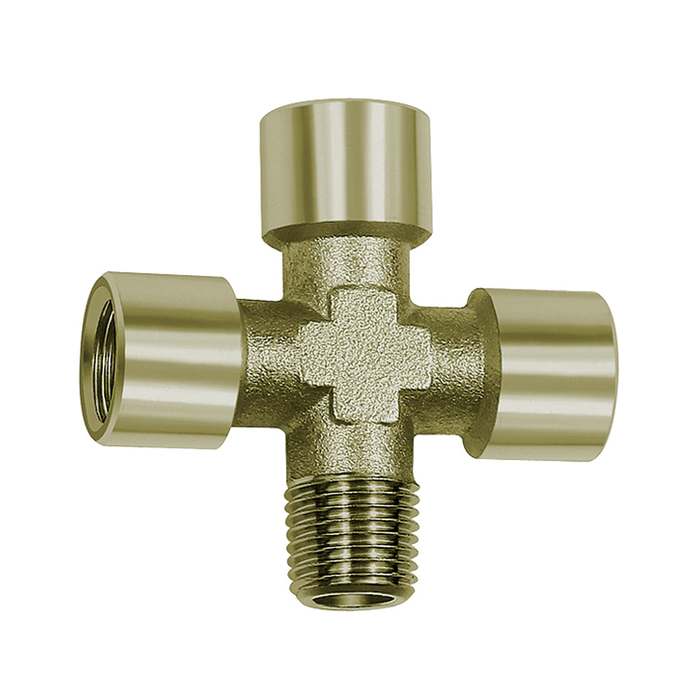 [112802] RIEGLER Cross-piece, 3 x IT, 1x ET, G/R 1/8, nickel-plated brass