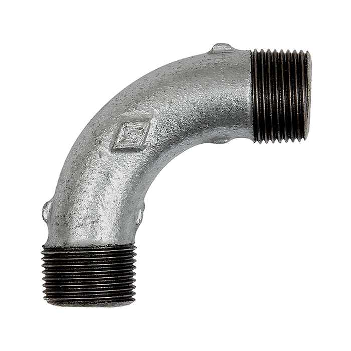 [112869] RIEGLER Bogen 3, lang, 90°, AG/AG, R 2, schw. Temperguss feuerverz.