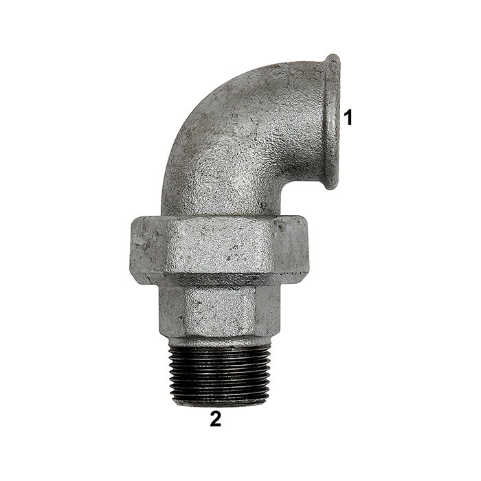 RIEGLER Verschraubung Bogen 97 IG/AG, Rp 1 1/2, R 1 1/2, schw. Temperguss