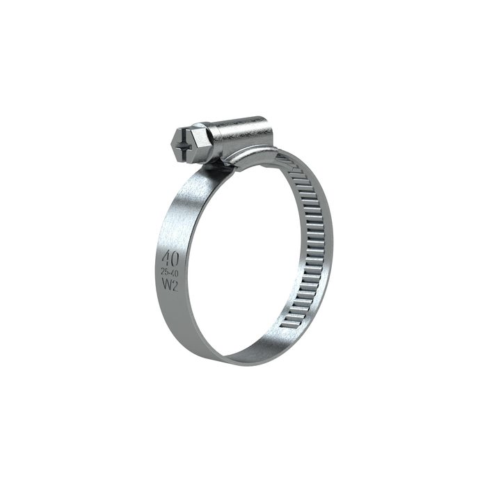 [114204] RIEGLER Worm thread hose clamp, Chrome steel 1.4016 (W2), 16.0 - 25.0 mm