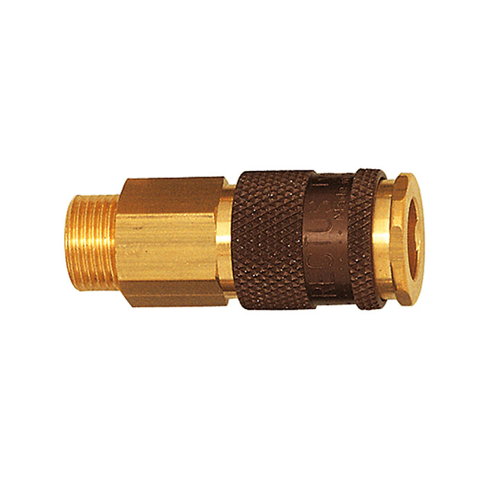 RIEGLER Captive quick-connect coupling I.D. 7.8, G 3/8 ET, brown