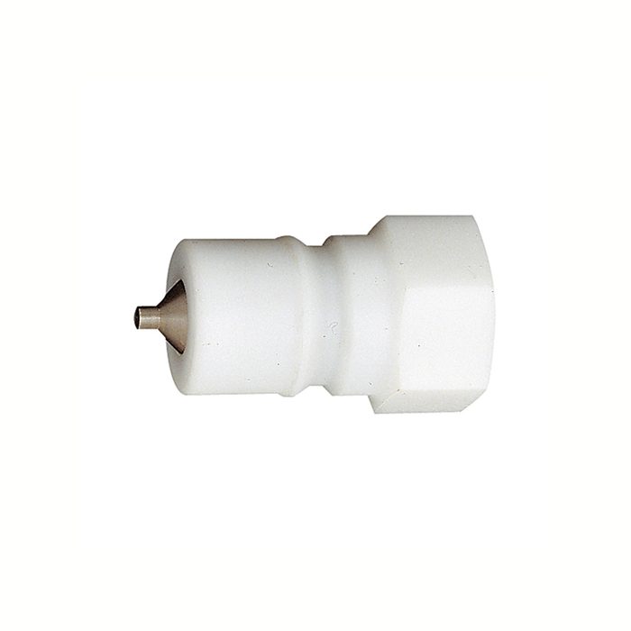[107719] RIEGLER Verschlussnippel beidseitig absperrend, POM, G 1/4 IG, NW 6