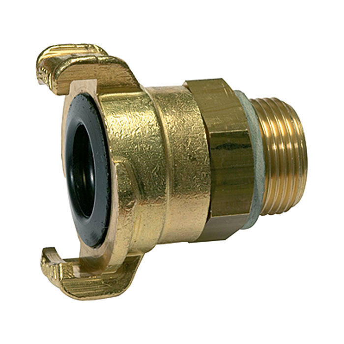 RIEGLER GEKA threaded piece, 360° rotating, bright brass, G 1 exterior