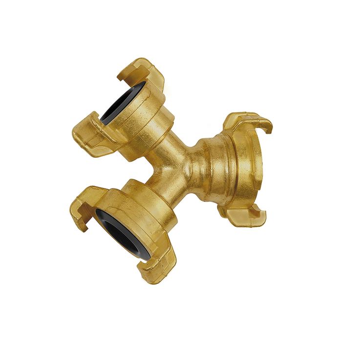 [107797] RIEGLER GEKA branch off fitting, bright brass, 3 x GEKA coupling