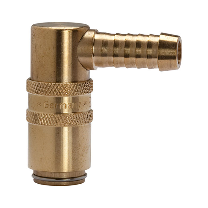 RIEGLER Tempered coupling DN 6, Taps 9 mm, Blocking valve, Sleeve 90°