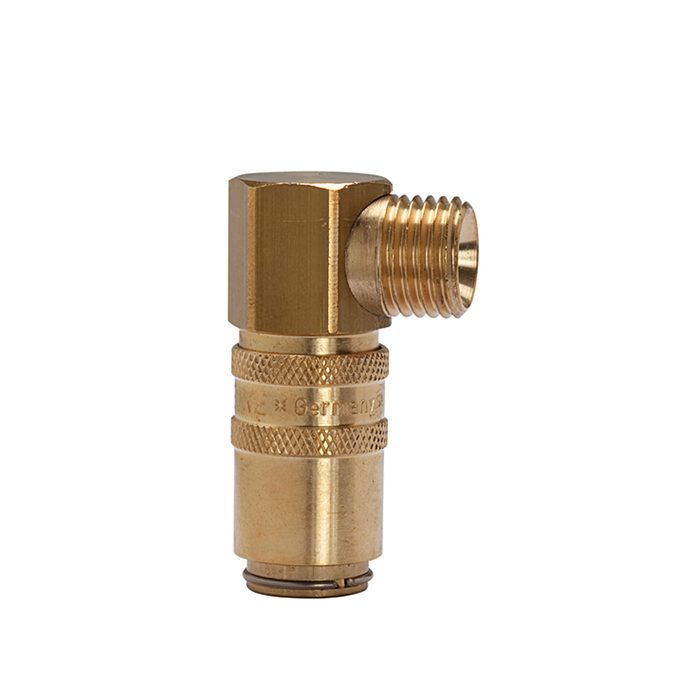 [107921] RIEGLER Temperierkupplung DN 6 mit AG, mit Absperrventil, M14x1,5 90°