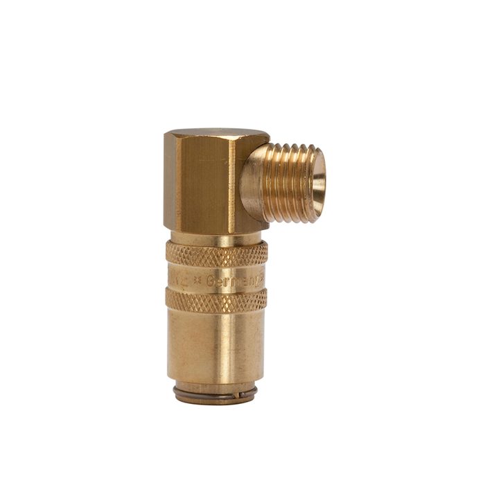 [107928] RIEGLER Temperierkupplung DN 6 mit Außengewindeanschluss, G 1/4 90°
