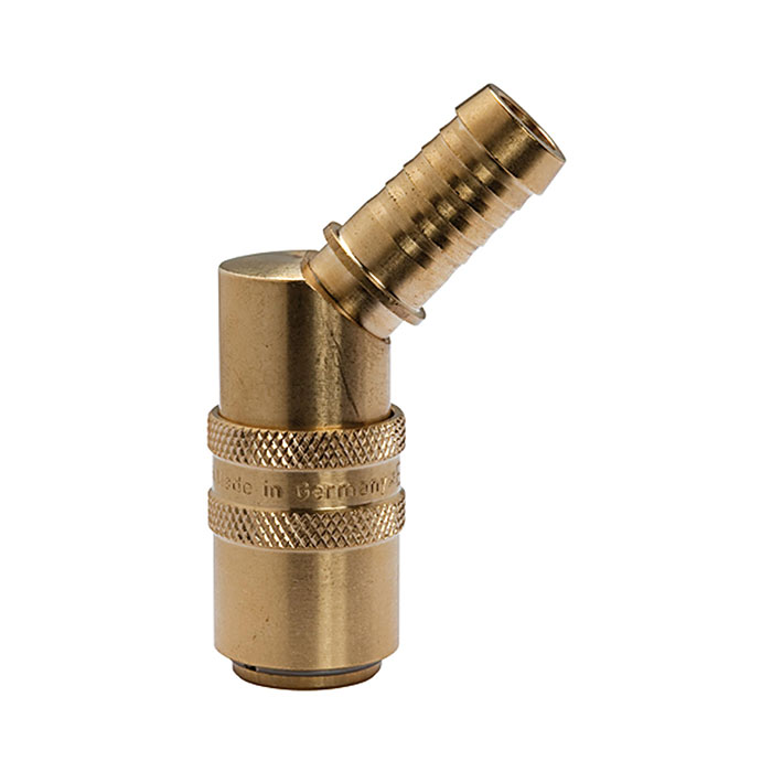 RIEGLER Tempered coupling DN 9, Taps 13 mm, Blocking valve, Sleeve 45°
