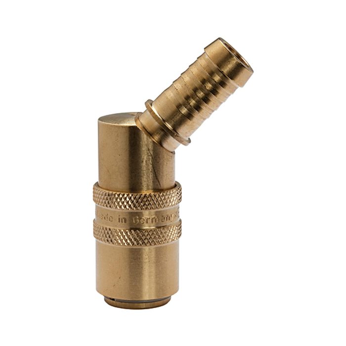 [107954] RIEGLER Temperierkupplung DN 9, Zapfen 13 mm, Absperrventil, Tülle 45°