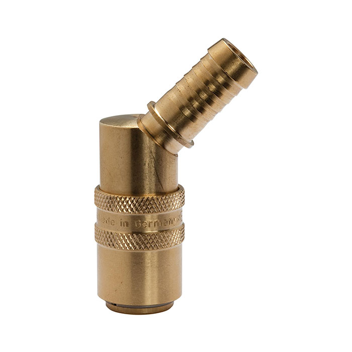 RIEGLER Tempered coupling DN 9, Taps 13 mm, Brass, Hose sleeve 45°