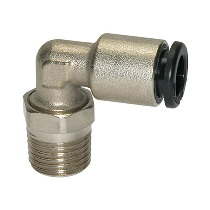 RIEGLER L-Steckverschraubung »click-clock«, drehbar, R 3/8 außen, Ø 8 mm