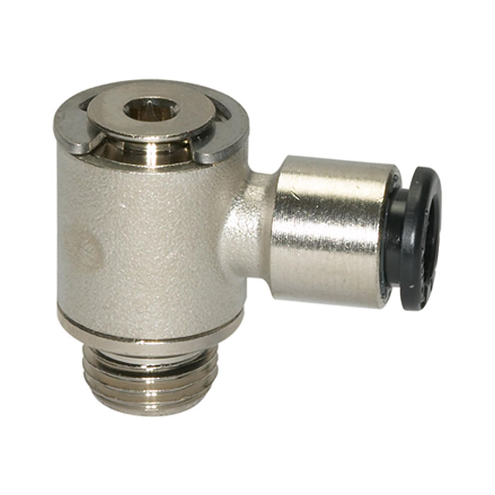 RIEGLER Push-in L-fitting »click-clock« rotating, M5 o., hose exterior Ø4