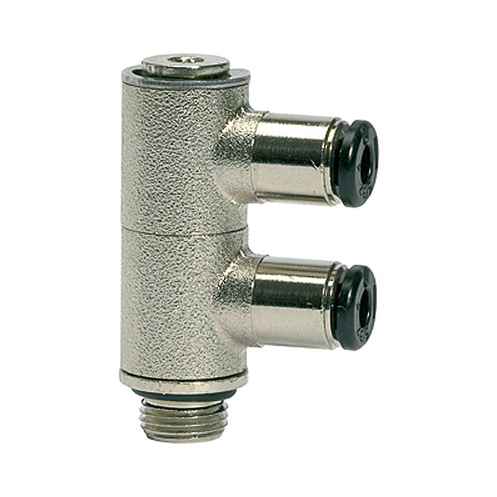 [108804] RIEGLER L-Mehrfachverteiler 2-fach »click-clock«, drehbar, G 1/4 a. Ø 6mm