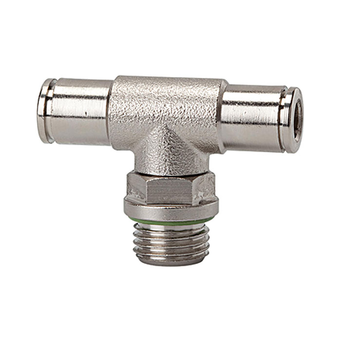 RIEGLER Push-in T-fitting »metallica« rotating, G 3/8 o., hose ext. Ø 8