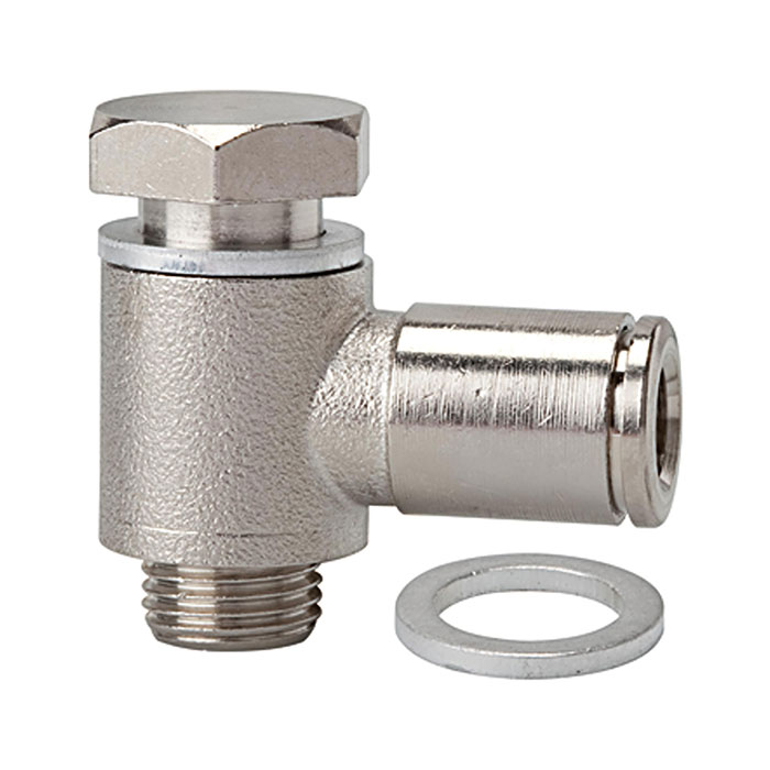 RIEGLER Push-in L-fitting »metallica«, rotating, G 1/4 o.,for hose ext.Ø6