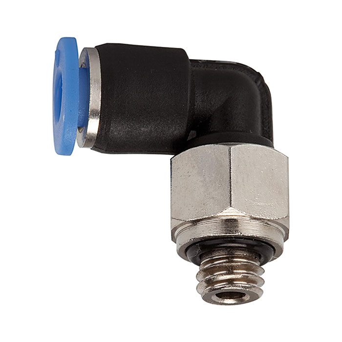 RIEGLER Push-in L-fitting »Blue Series« mini, rotating, M6