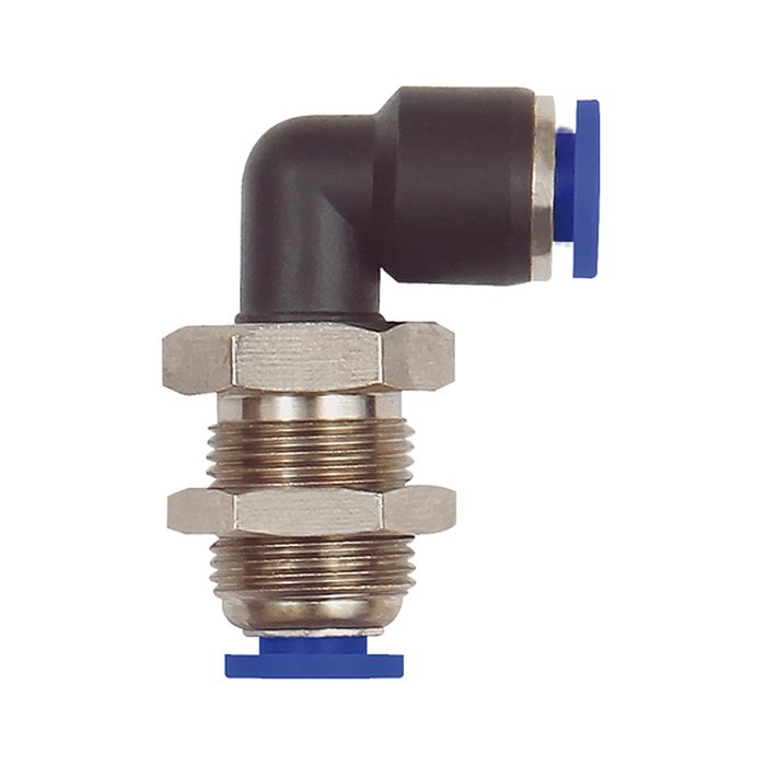 [109091] RIEGLER Push-in bulkhead L-connector »Blue Series« mini, M12x1