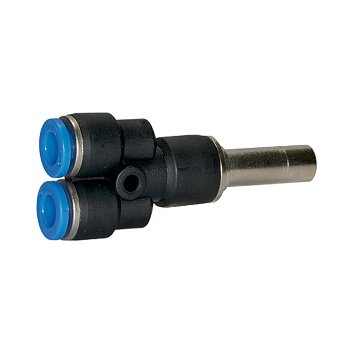 [109111] RIEGLER Push-in Y-connector, Plug nipple red. 6 mm »Blue Series« mini