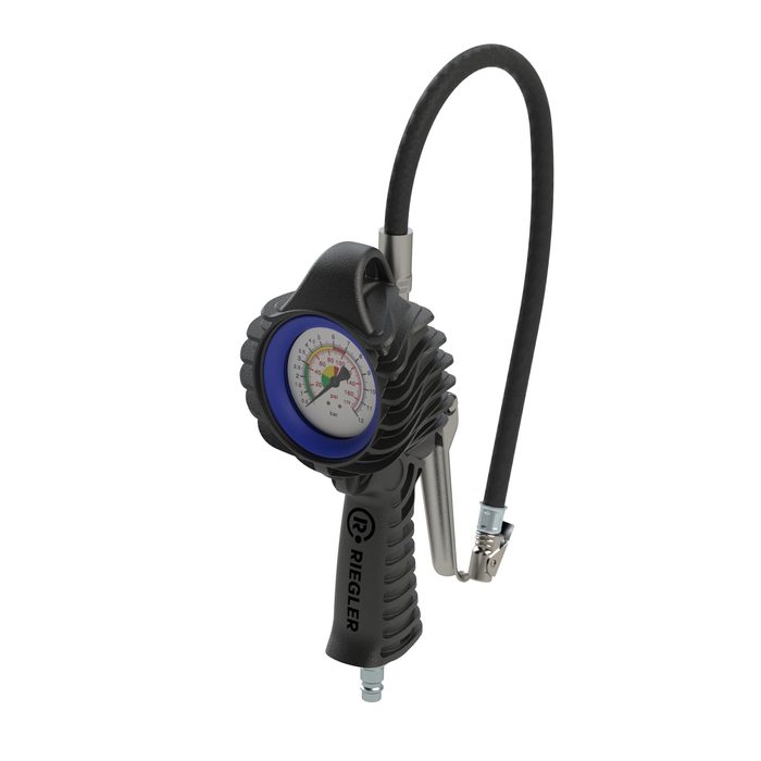 [114543] RIEGLER Stand. manual tyre gauge, quick connector, Uncalibrated, 0-12 bar