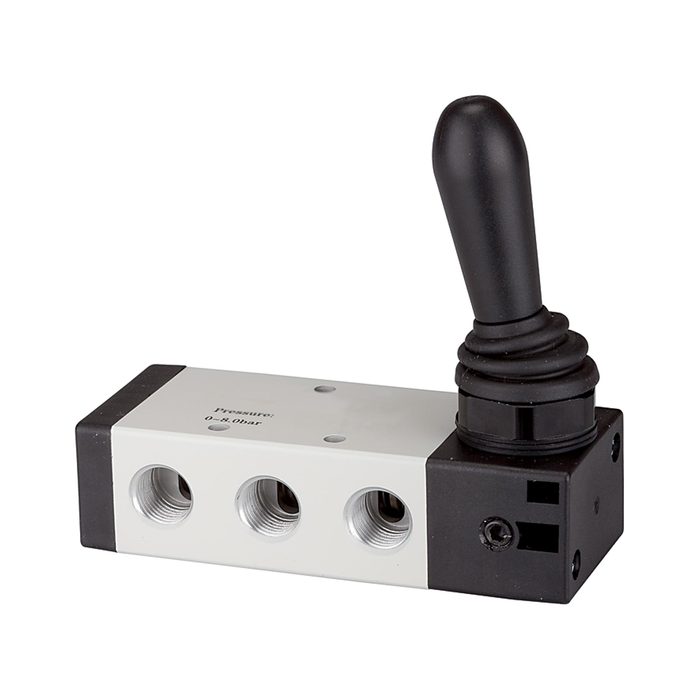 [115968] RIEGLER 5/3-way valve, Manual lever »4H«  Middle position closed, G 1/8