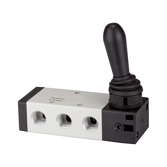 [115969] RIEGLER 5/3-way valve, Manual lever »4H«  Middle position closed, G 1/4