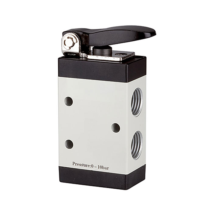 RIEGLER 3/2-way valve, Manually actuated, »M3«, Short lever, NC, G 1/4