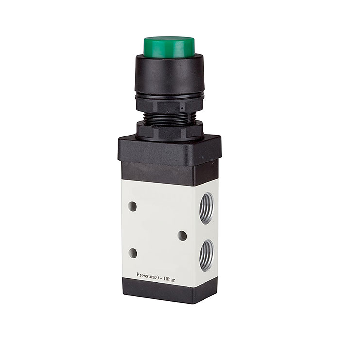 RIEGLER 3/2-way valve manual »M3« Push button, NC, monostable, G 1/8