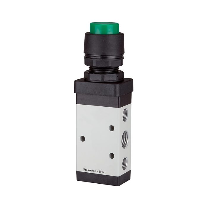 [116002] RIEGLER 5/2-way valve, manual »M5« Push button, monostable, G 1/8