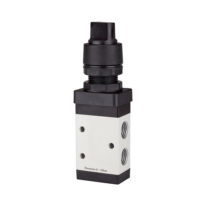 [116018] RIEGLER 3/2-way valve, manual »M3« Rotating handle, NC, monostable, G 1/8