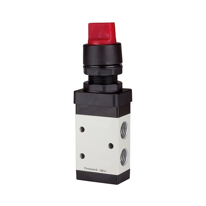 [116019] RIEGLER 3/2-way valve, manual »M3« Rotating handle, NC, monostable, G 1/8